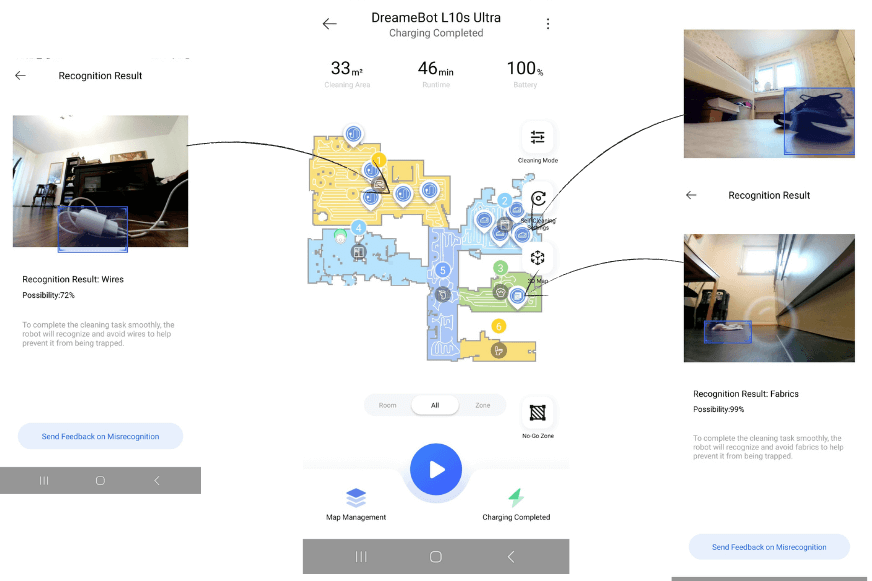 The avoided objects are displayed in the Dreame Home App.